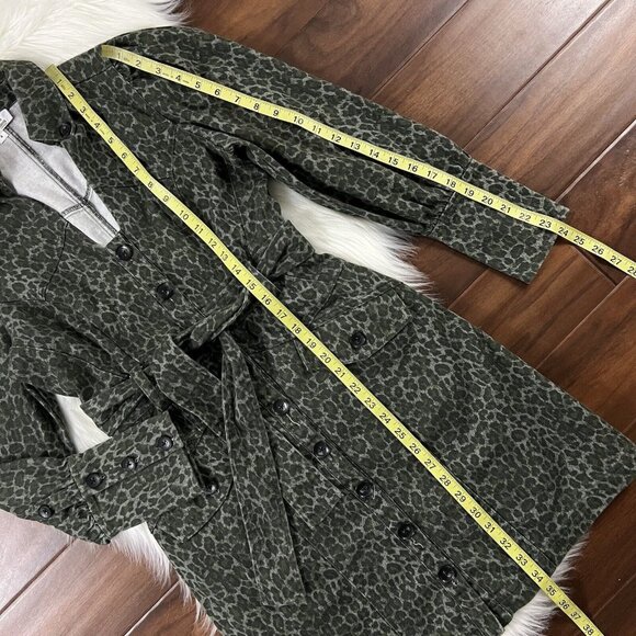 Marissa Webb Size 4 Mera Canvas Leopard‎ Button Up Mini Dress Belted - Picture 4 of 11